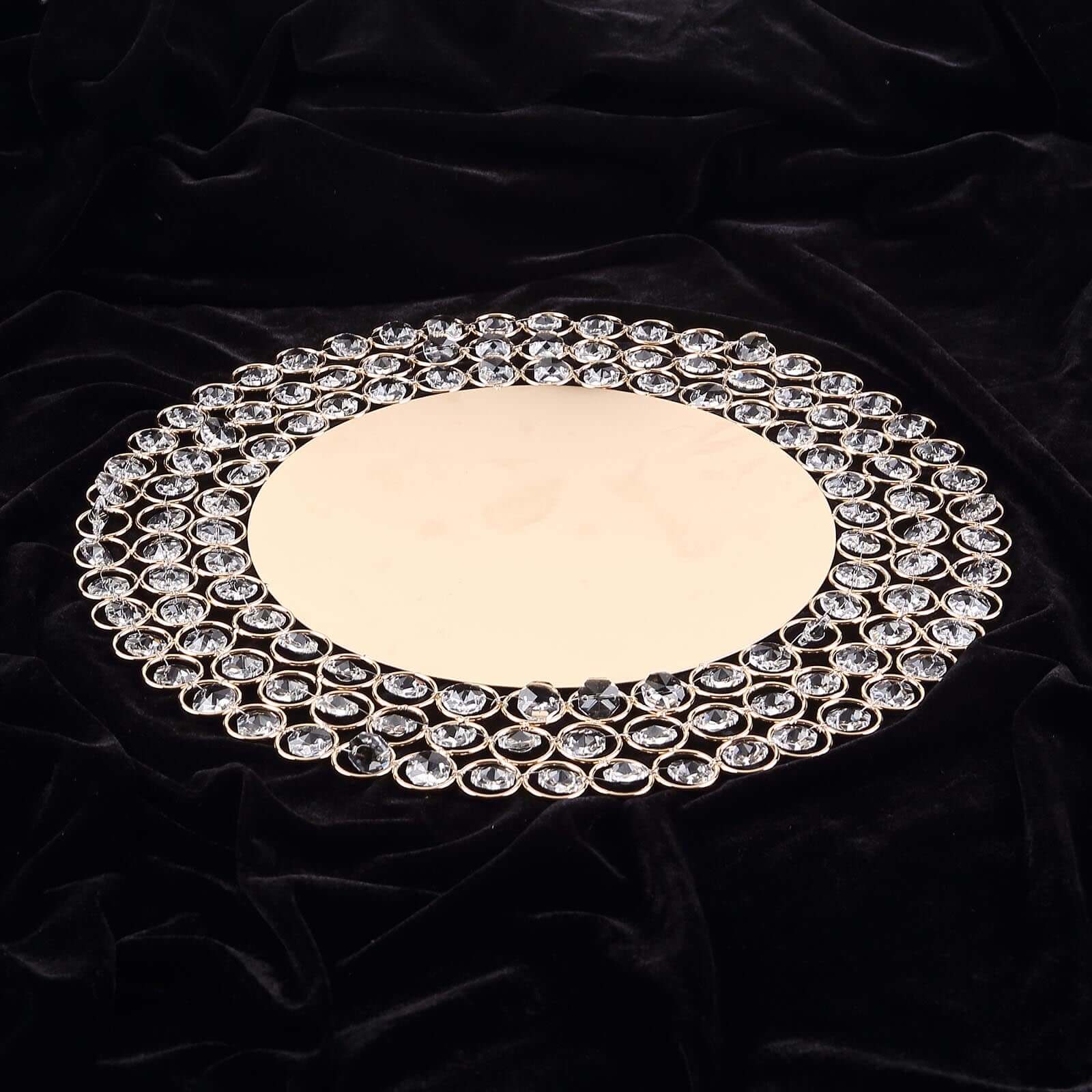 Gold Wired Metal Acrylic Crystal Beaded Charger Plate 14