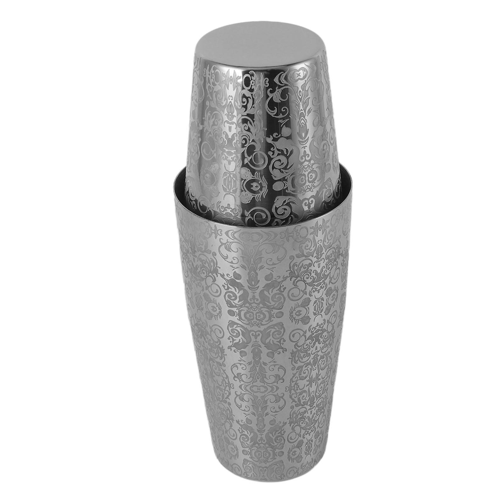 Stainless Steel Cocktail Shaker Engraved Martini Shaker Silver Japanese American Boston Bar Mixer Bottomless