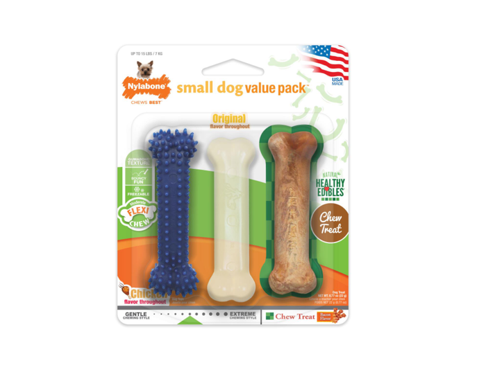 Nylabone Flexi Chew Dog Bone Value Pack， - NX001VPP