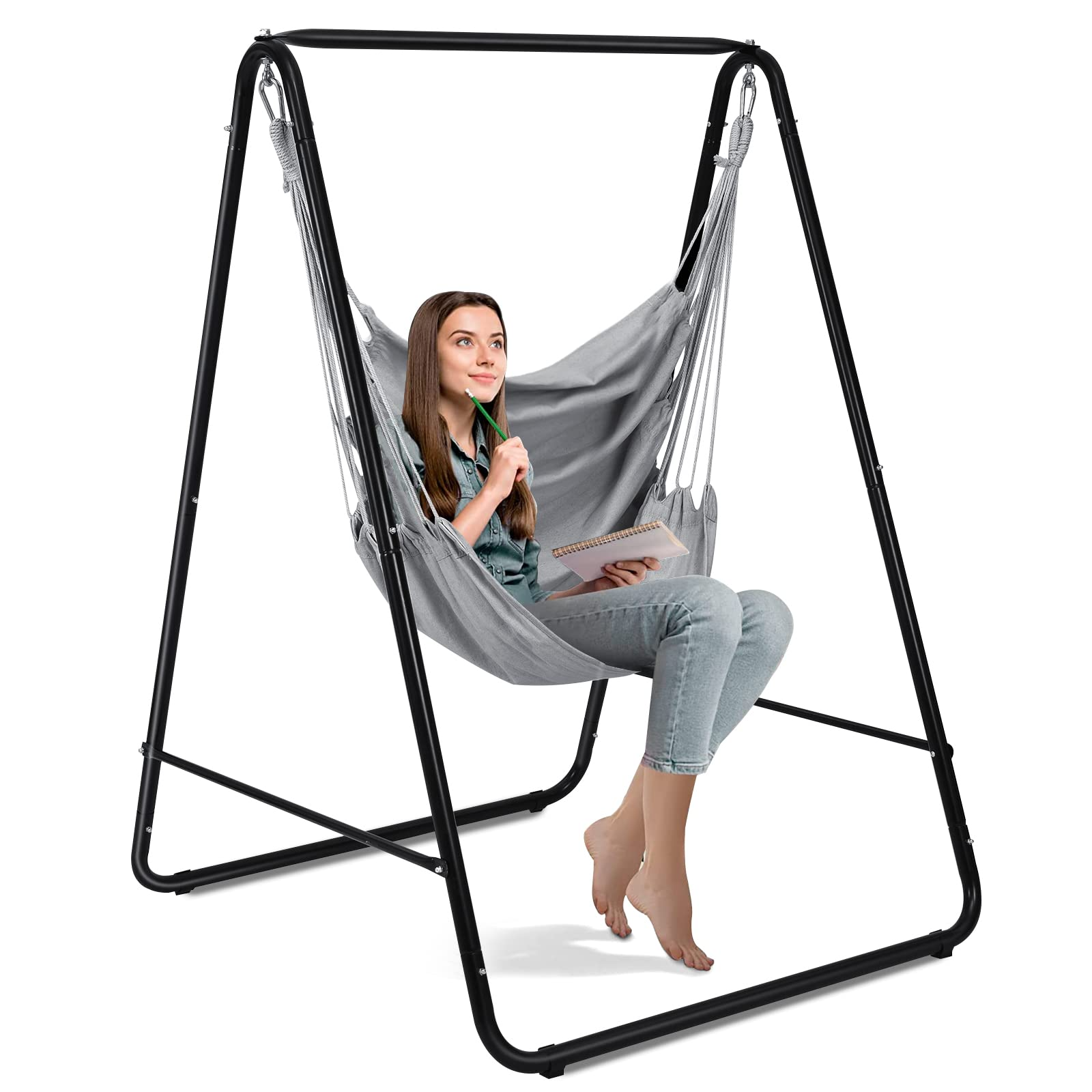 Heavy-Duty Powder-Coated Steel Stand with Hanging Swing Chair