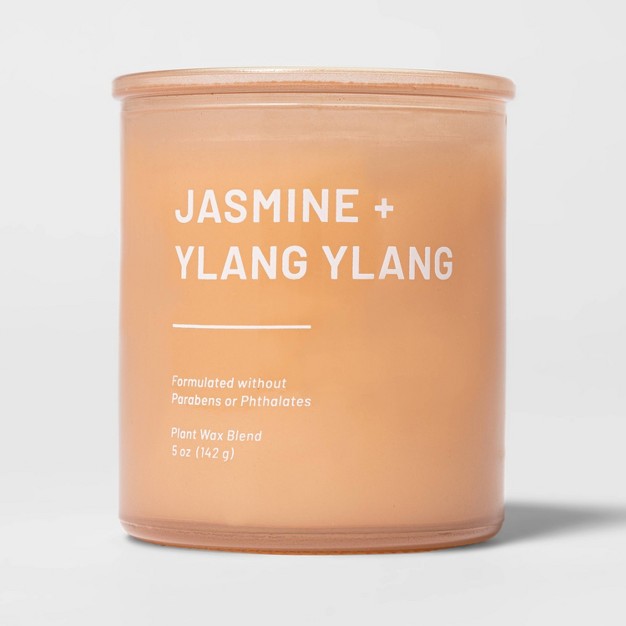 Tinted Glass Jasmine Ylang Ylang Jar Candle Light Orange