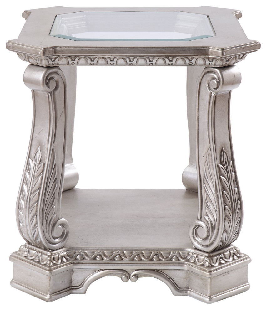 Traditional Side Table  Scrolled Legs With Carved Details  ampGlass Insert Top   Victorian   Side Tables And End Tables   by Decor Love  Houzz