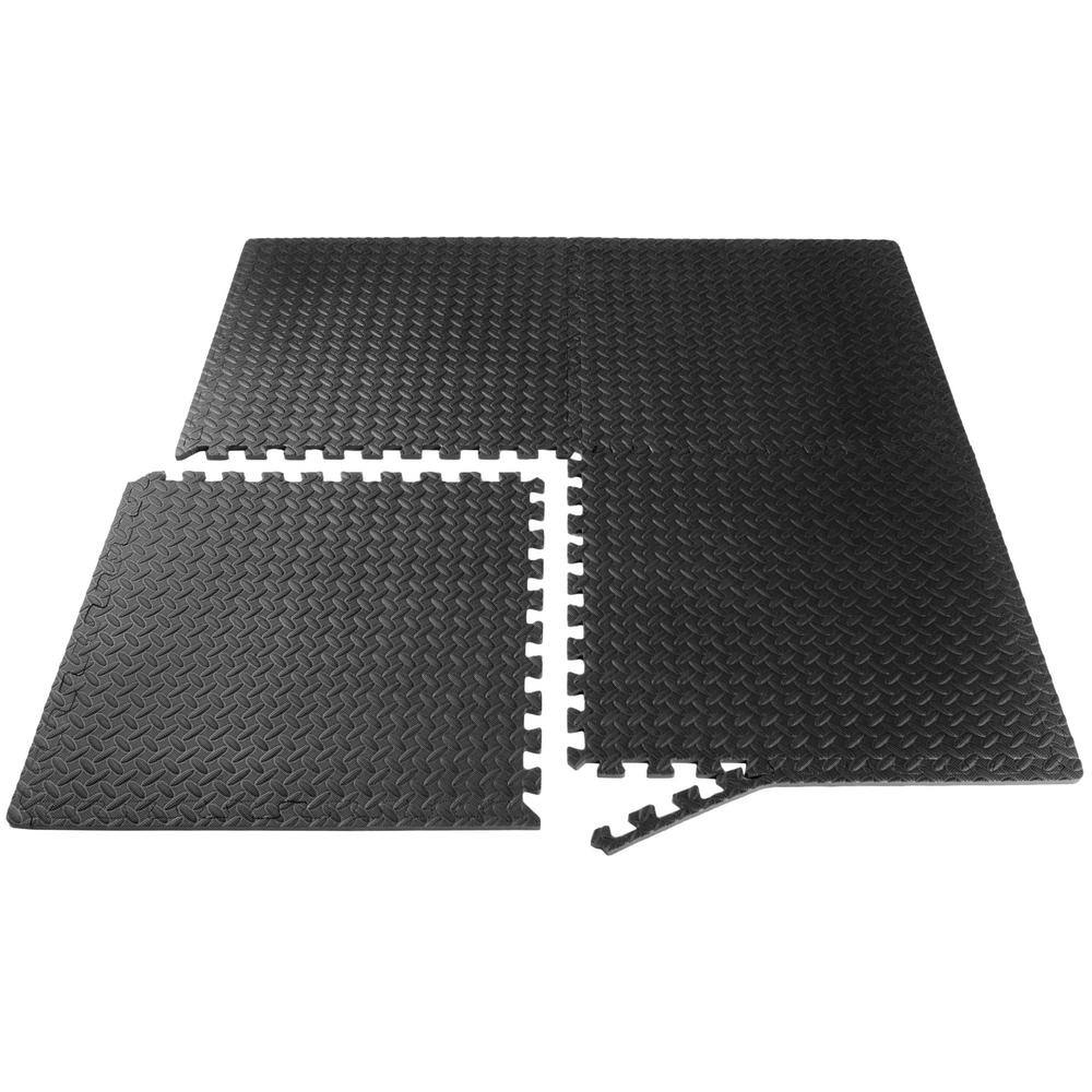 PROSOURCEFIT Exercise Puzzle Mat Black 24 in. x 24 in. x 0.5 in. EVA Foam Interlocking Anti-Fatigue Exercise Tile Mat (6-Pack) ps-2301-pzzl-black