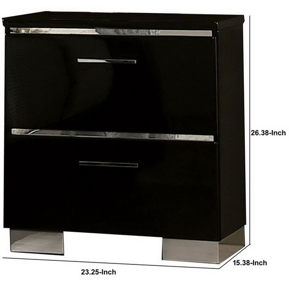 Benjara BM233858 Two Drawer Nightstand with USB Ch...