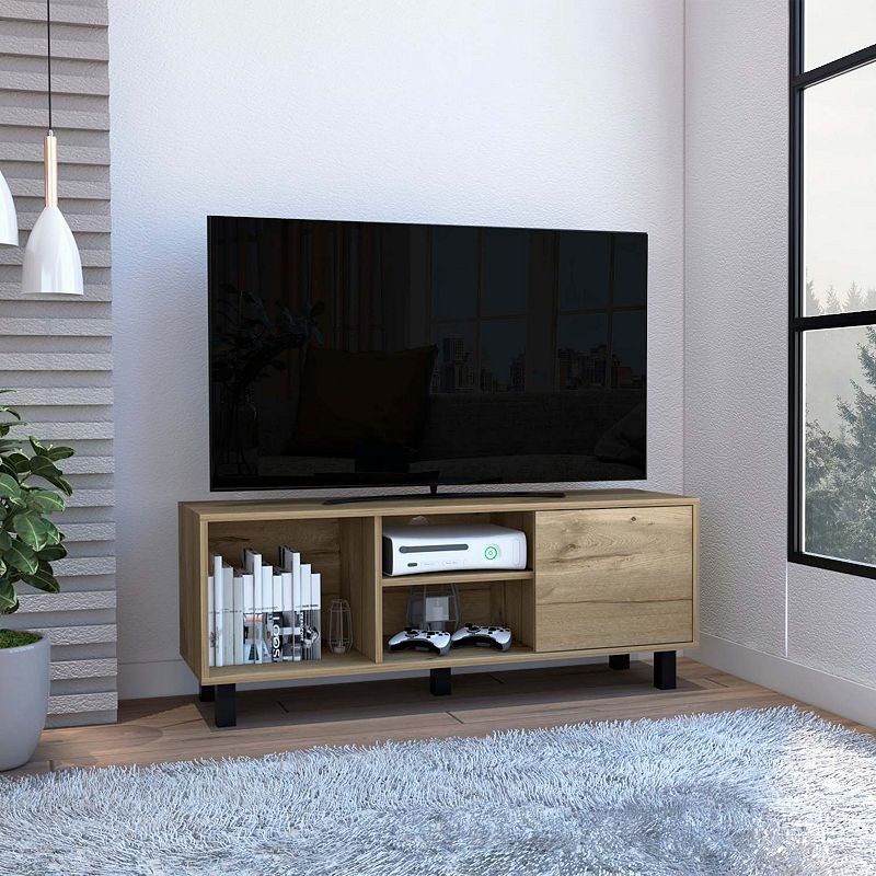 Rome TV Stand For TV▽s up 43， Two Open Shelves， One Cabinet， One Big Open Shelf