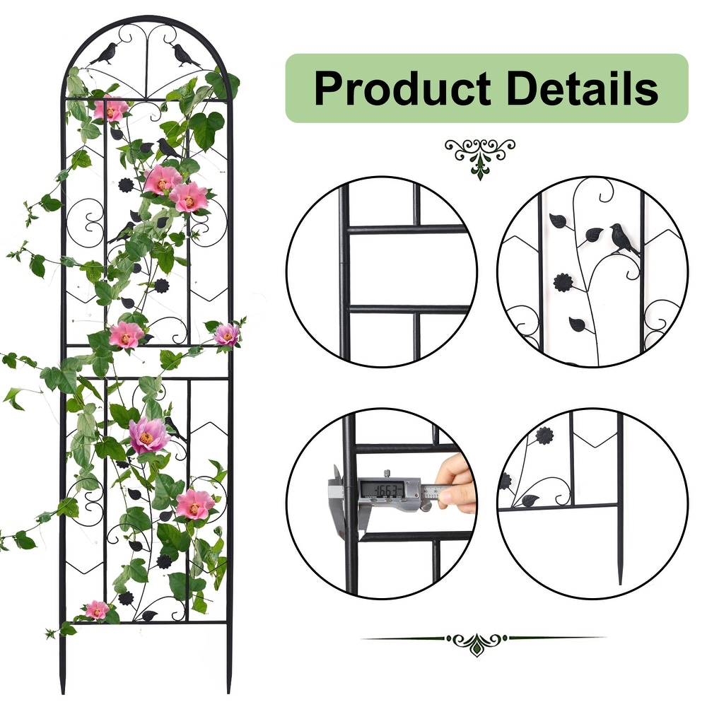 2 Pack Tall Garden Trellis Decorative Outdoor Black Metal Panel Fence for Patio Yard Décor