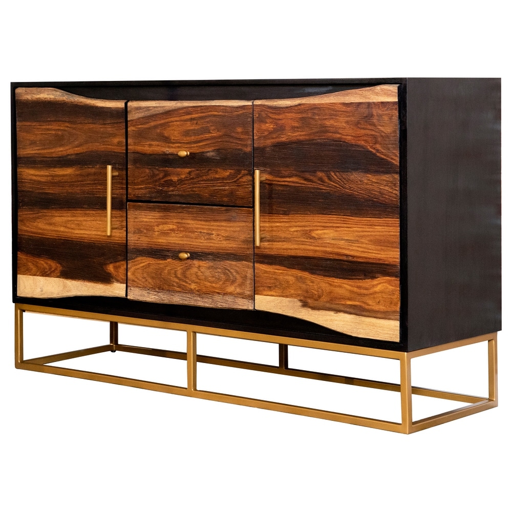 Coaster Furniture Zara Black Walnut and Gold 2 drawer Accent Cabinet