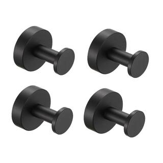 cadeninc Wall-Mounted Round Bathroom Robe Hook and Towel Hook in Black DR-LQYJ-034