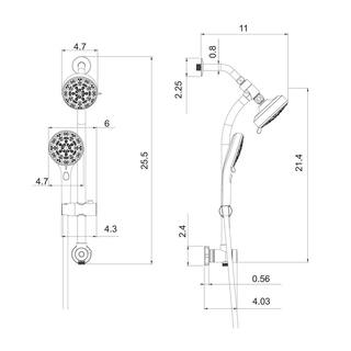 Logmey 8-Spray Patterns with 1.8 GPM 5 in. Wall Mount Dual Shower Heads with Handheld and Sliding Bar in Matte Black LM-705MB