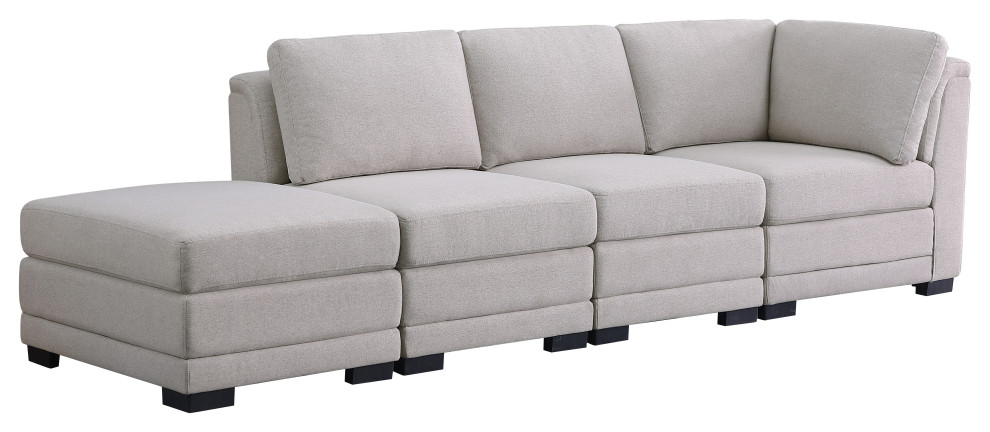 Kristin Light Gray Linen Reversible Sofa With Ottoman   Transitional   Sectional Sofas   by Lilola Home  Houzz