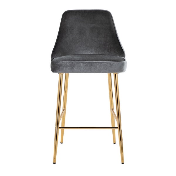 LumiSource Marcel Glam Velvet Gold Metal Counter Stools (Set of 2)