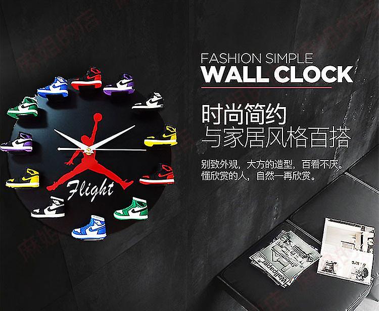 New Clock Luminous Led Light Remote Control Basketball 3d Stereo Shoe Model 1-12 Generation Wall Clock Clock (black Disk Red Man Battery Box Remote Co