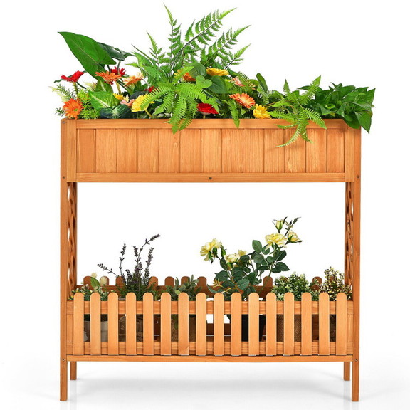 Costway 65149807 2 Tier Raised Garden Bed Elevated...