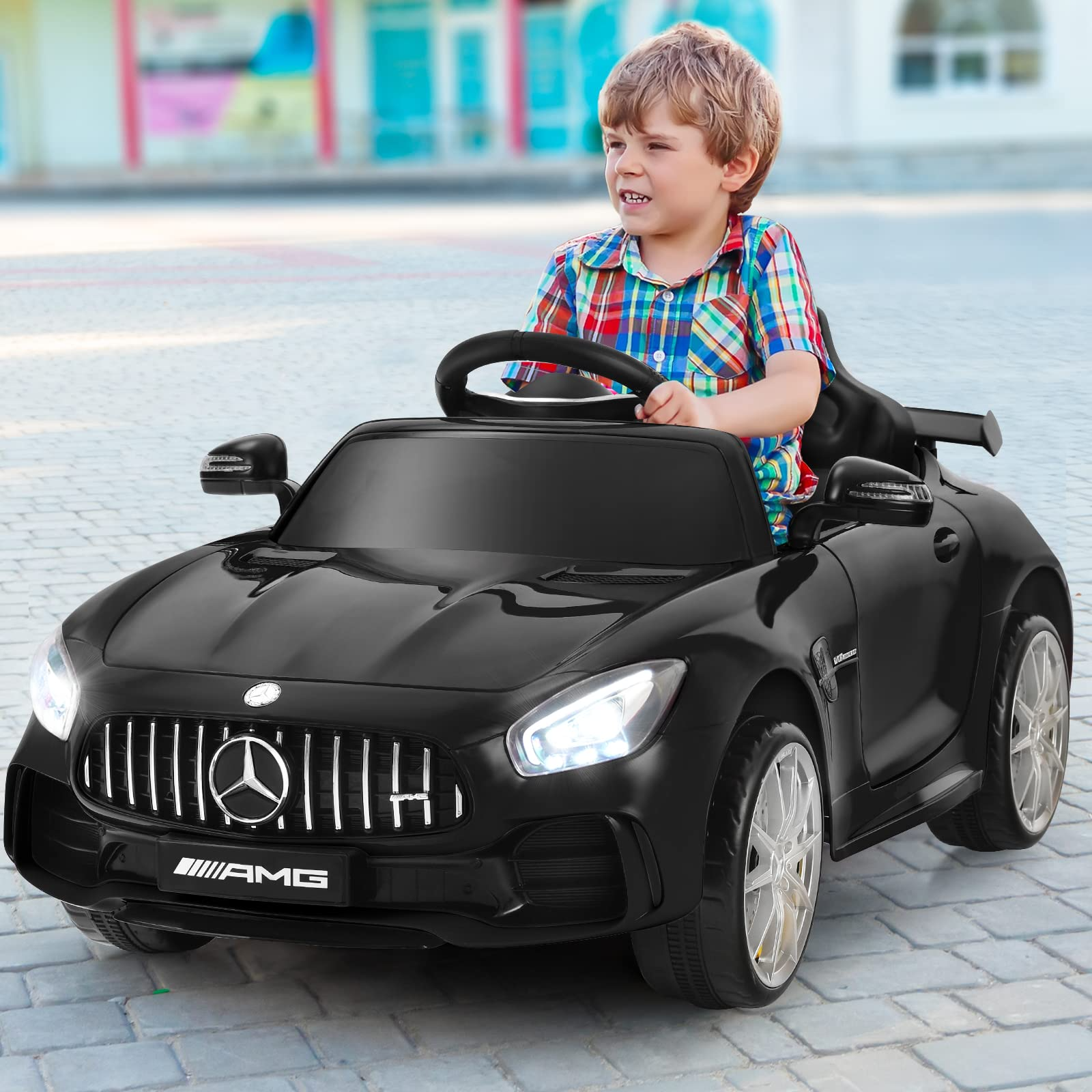 Costzon Ride on Car, 12V Licensed Mercedes Benz GTR Kids Car to Drive