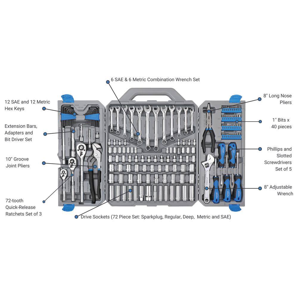 Apollo 14 in. 38 in. and 12 in. Drive Mechanics Tool Set (163-Piece) DT0002