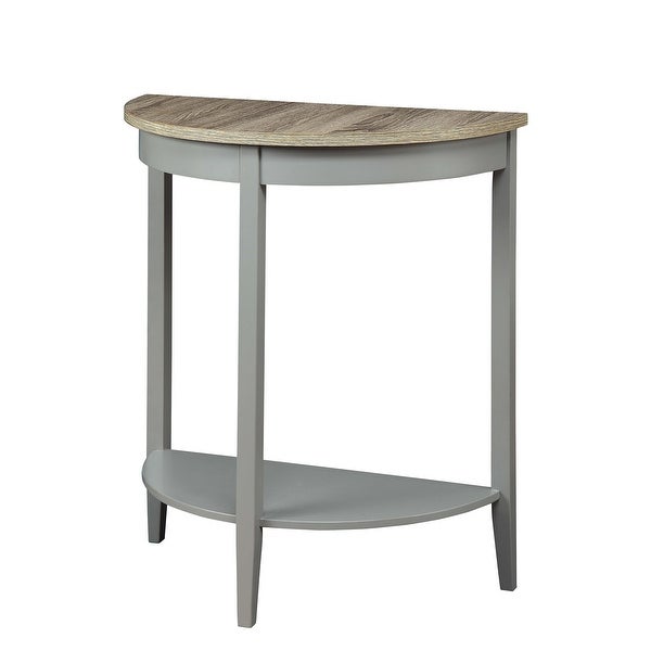 Half Moon-Shape Console Table， Side Table W/ Lower Display Shelf