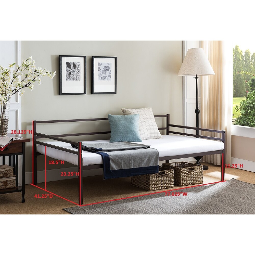 Modern Metal Twin Size Daybed Frame with Metal Slats Support  Bronze Finish