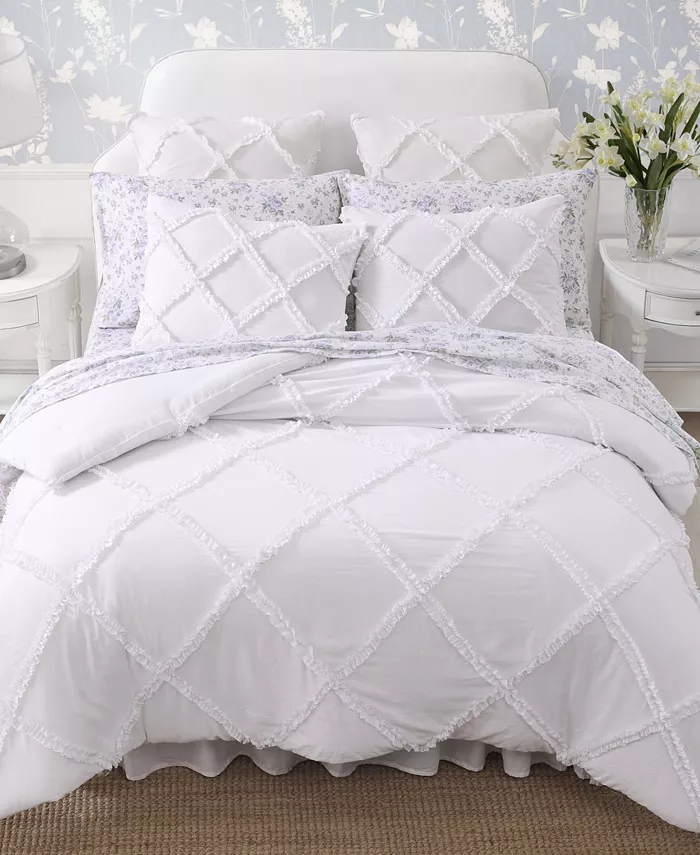 Laura Ashley Norah Solid Microfiber 2 Piece Comforter Set， Twin XL