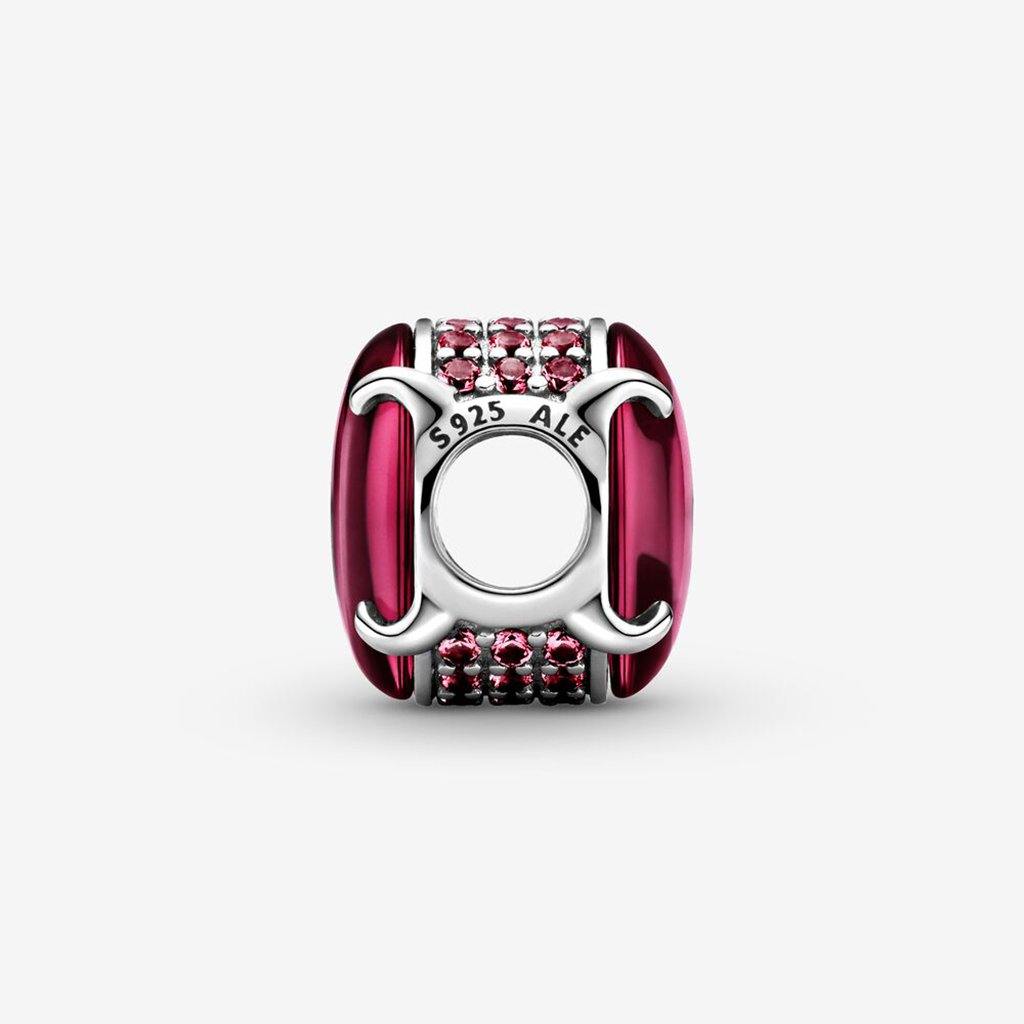 PANDORA  Fuchsia Rose Oval Cabochon Charm