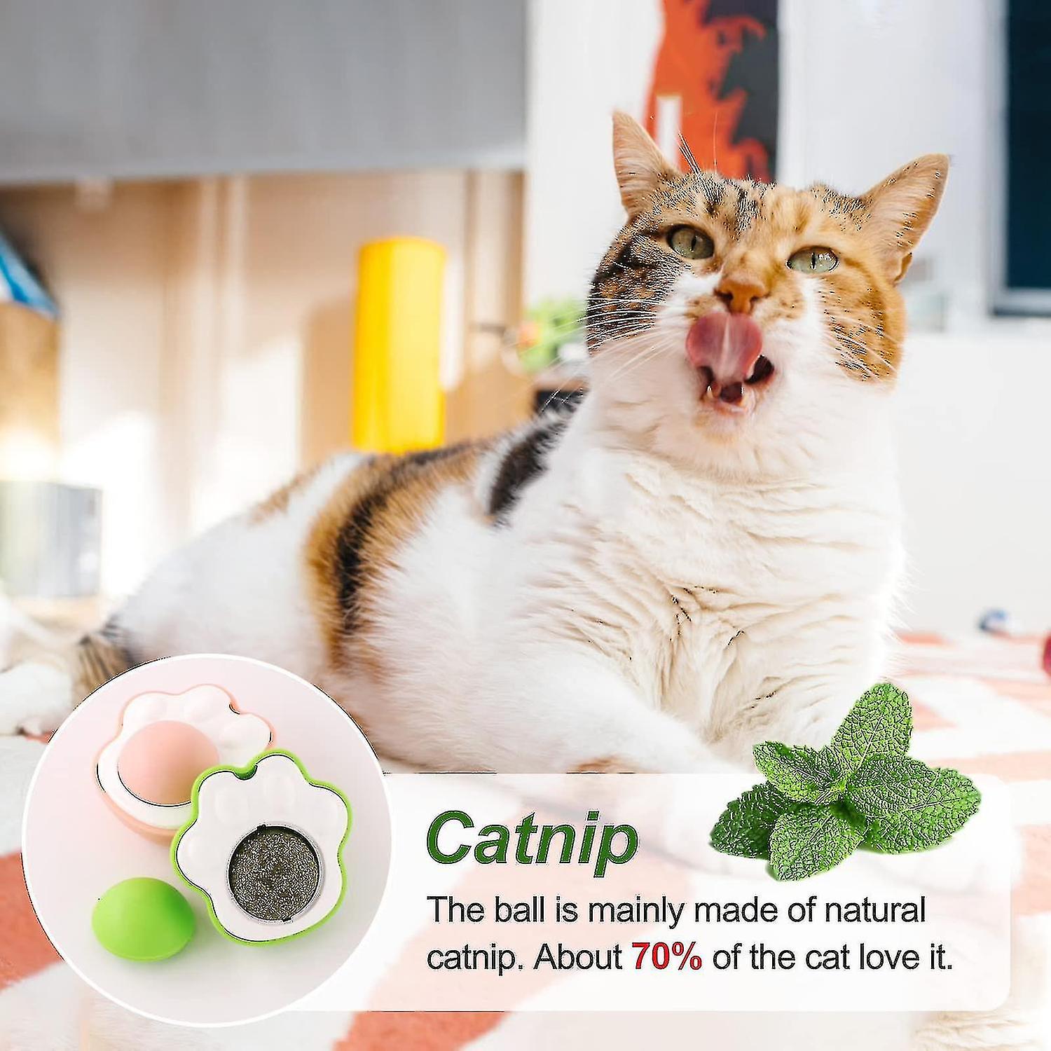 2 Pieces Catnip Ball， Wall-mounted Catnip Ball， Rotating Catnip Toys， Edible Catnip Toys For Cats (c