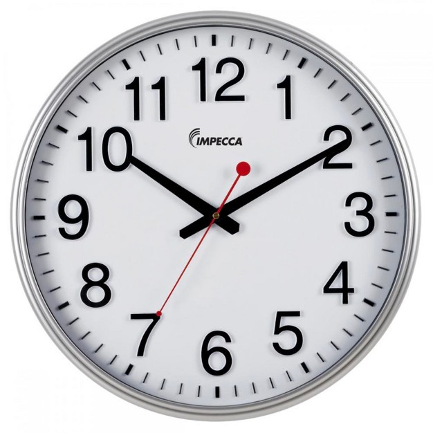 Impecca 18 inch Quiet Movement Wall Clock Silver Frame