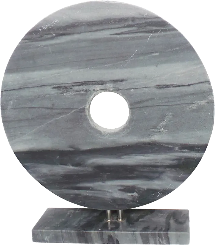 16 Inch Gray Marble Disk with Base