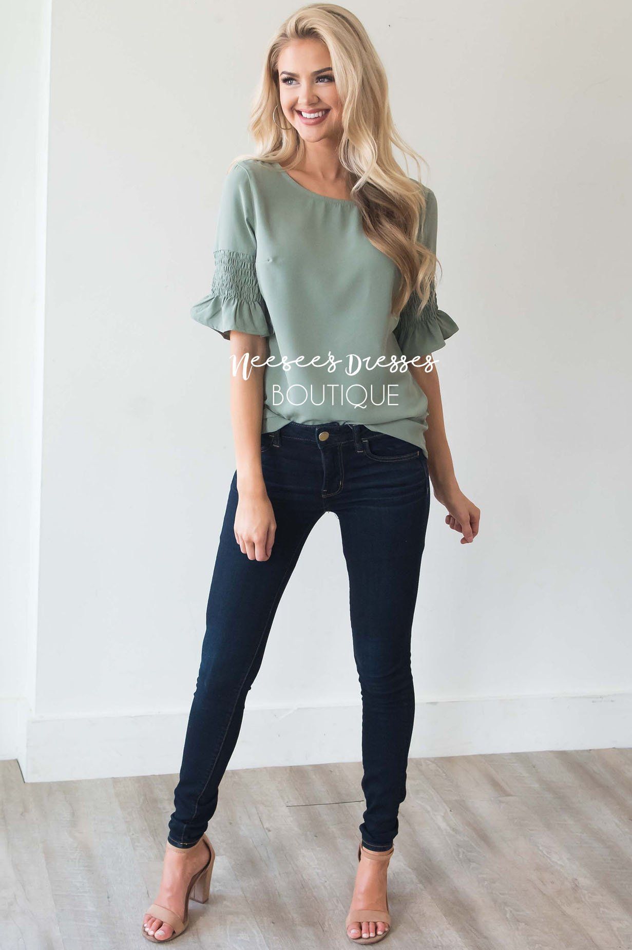 Something New Gathered Sleeve Top