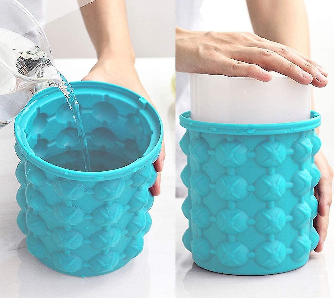 Ice Bucket， Silicone Double Wall Ice Bucket With Lid， Reusable Chilled Cocktail Beer Drink Whiskey