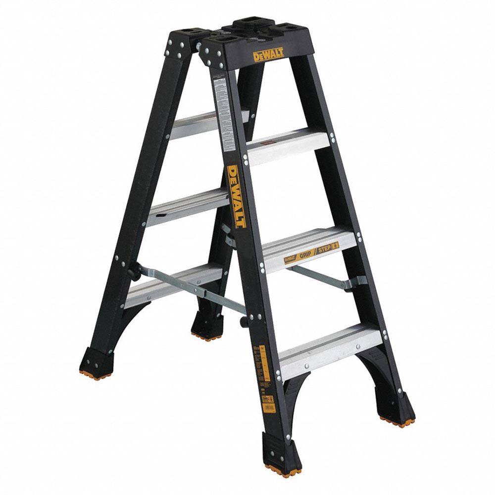 DW 4 ft. Fiberglass Step Ladder 8.5 ft. Reach Height Type 1A - 300 lbs. Expanded Work Step and Impact Absorption System DXL3030-04