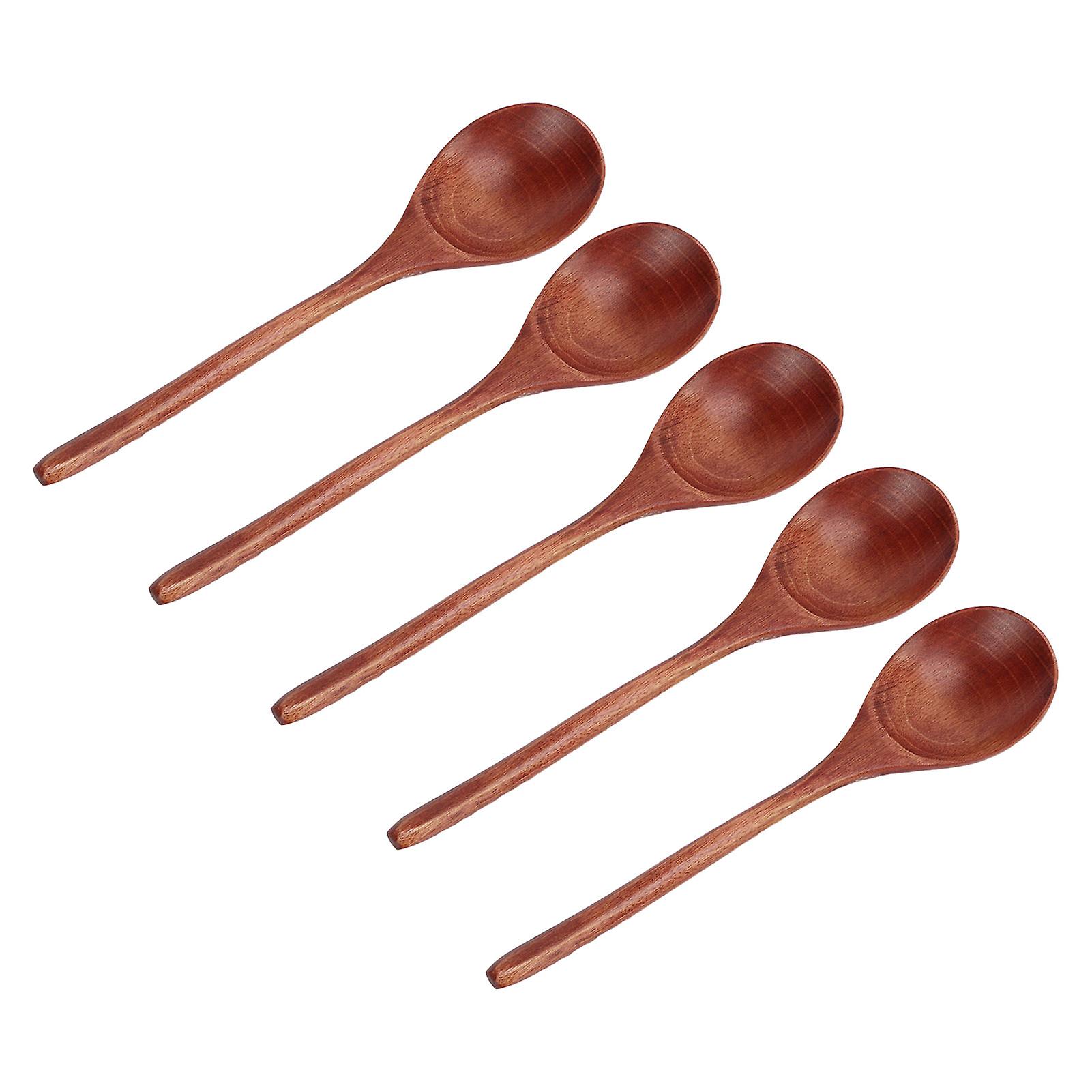 5pcs Wooden Spoons Safe Odorless Delicate Sturdy Durable Wood Mixing Spoons For Gifts Daily Use