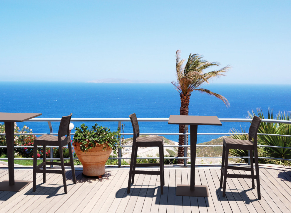 Jamaica Resin Wickerlook Barstool  Brown  Set of 2   Tropical   Outdoor Bar Stools And Counter Stools   by Compamia  Houzz