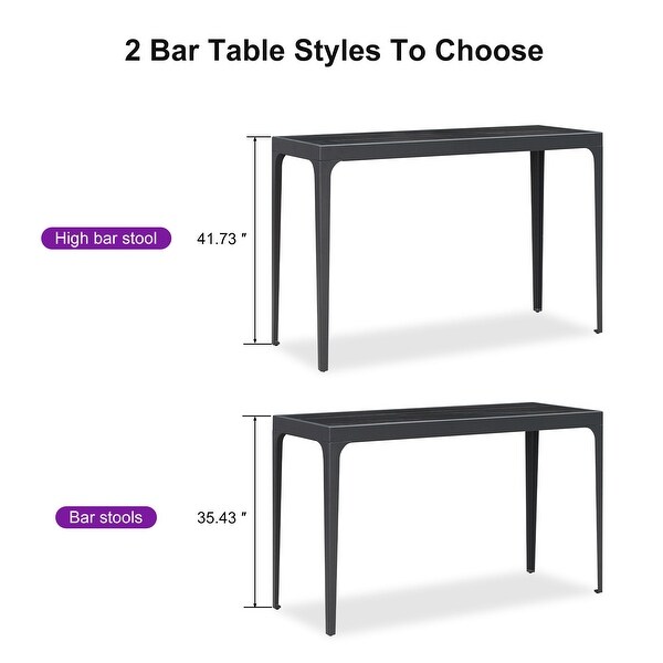 PURPLE LEAF Patio Outdoor Bar Table Rectangle Aluminum Dining Table，Coffee Kitchen Breakfast Outdoor Bar Table