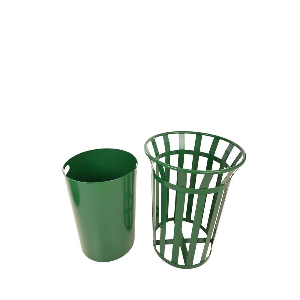 Alpine Industries 38 Gal. Green Outdoor Metal Slatted Commercial Trash Receptacle Trash Can 479-38-GRN-MKTCOPY