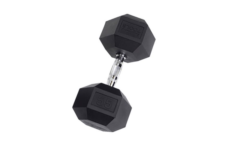 Body-Solid 55 lb Rubber Hex Dumbbell (Each)