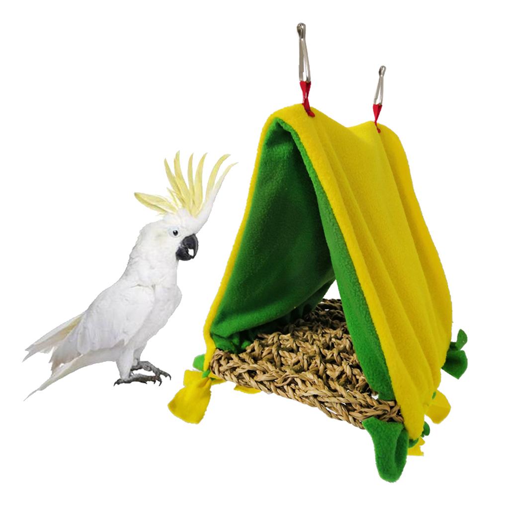 Bird Parrot ing Perch Cage Bed Parakeet Triangle Hammock Hut Accessories Yellow