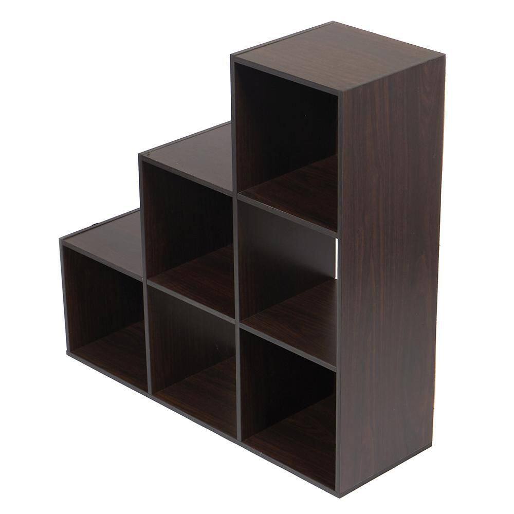 Home Basics Open and Enclosed Tiered Espresso 6 MDF Cube Organizer HDC92671