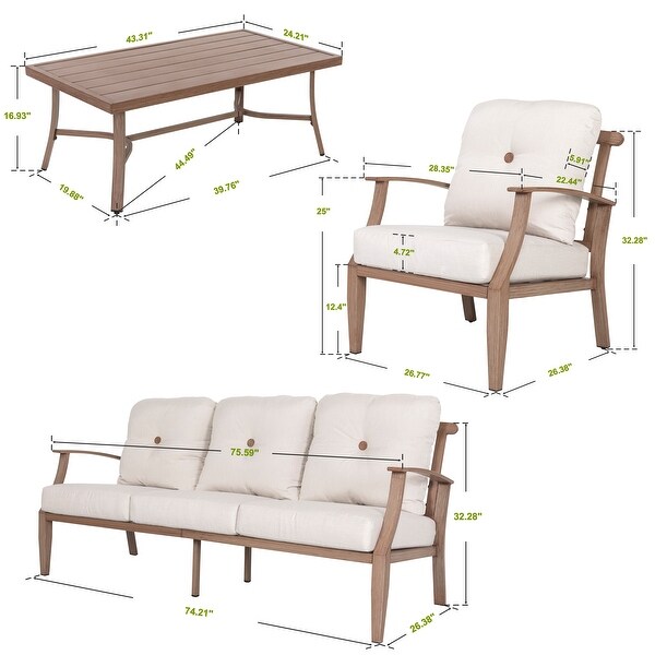 Nuu Garden 4Piece Patio Aluminum Conversation Set with Cushions