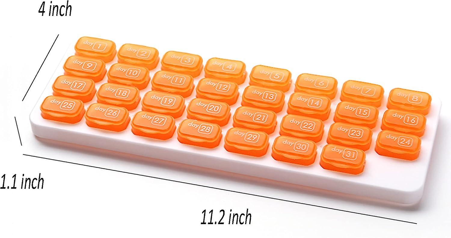 Monthly 31 Compartments Pill Organizer Day Pill Organizer For Medicine Vitamin Holder Container (orange)