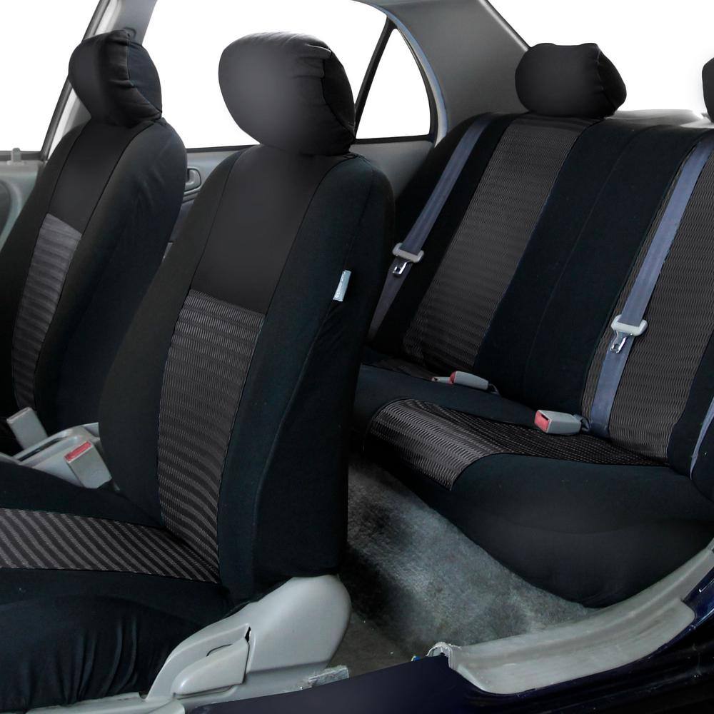 FH Group Fabric 47 in. x 23 in x 1 in. Deluxe 3D Air Mesh Full Set Seat Covers DMFB060BLACK115