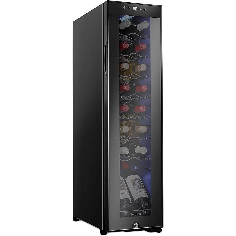 16-Bottle Wine Cooler， Large Freestanding Wine Fridge with Lock