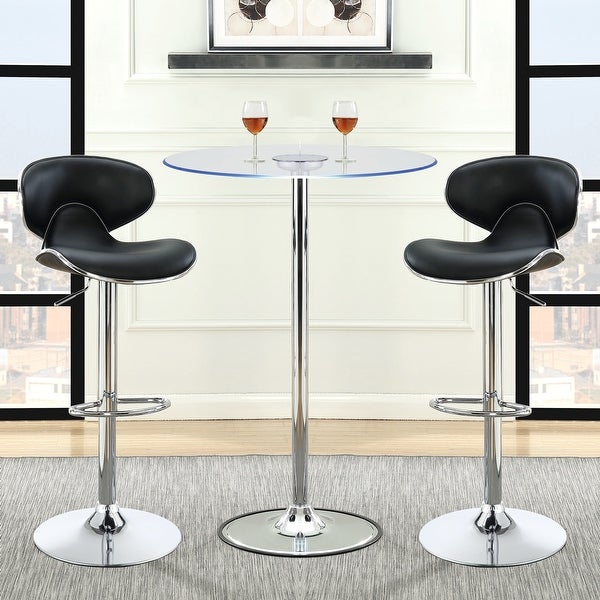 Modern Design Black Upholstered Adjustable Stools (Set of 2)