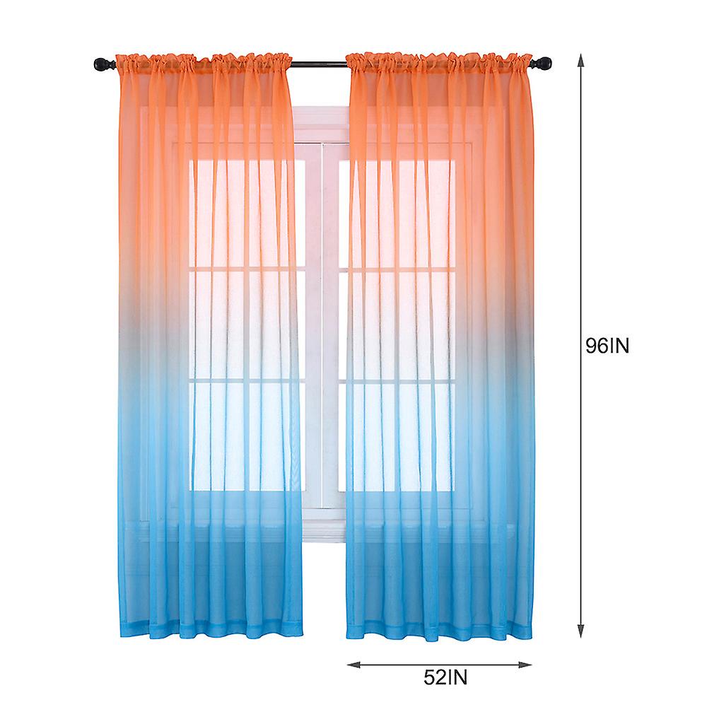 Faux Linen Ombre Sheer Curtains Voile Semi Sheer Curtains For Bedroom Living Room Set Of 2 Curtain Panels52*96in  Spray Style