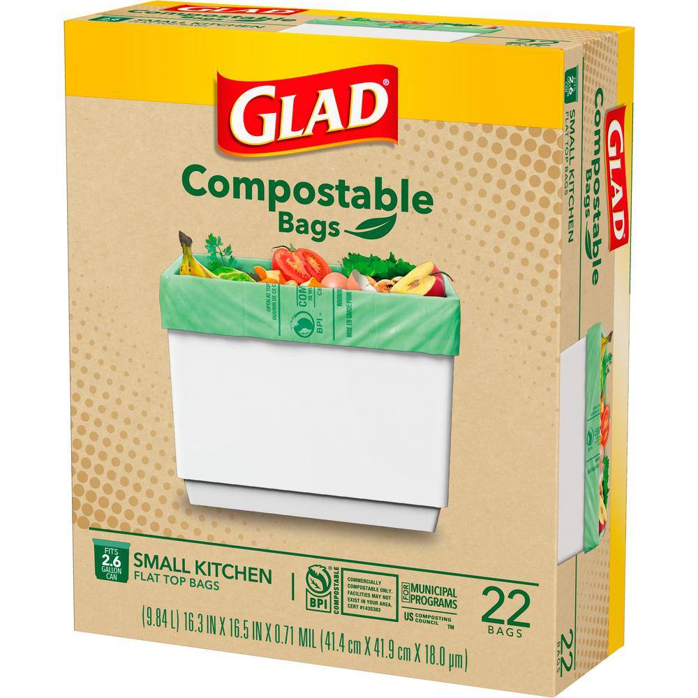 Glad 2.6 Gal. Compostable Green Trash Bags (22-Count) 1258779270