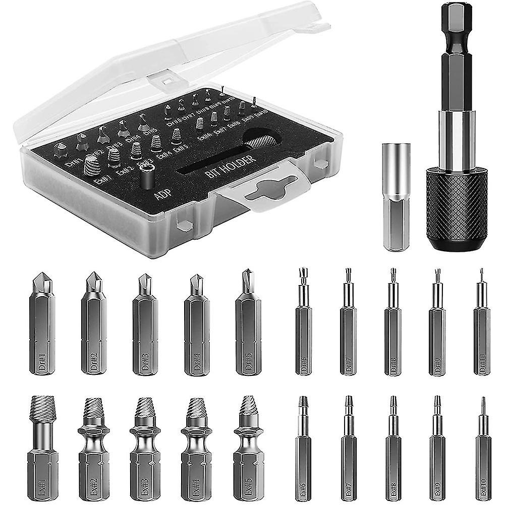 Damaged Screw Extractor Set，22 Pcs Stripped Screw Extractor Kit， Hss Broken Screw Remover Set With