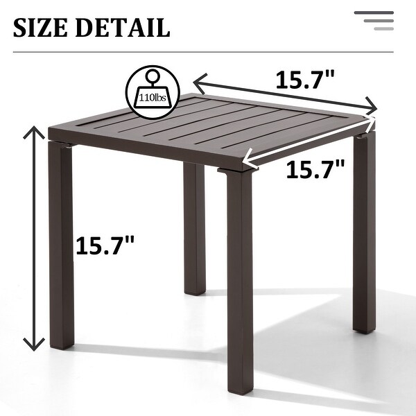 VredHom Outdoor Square Side Table Aluminum End Table