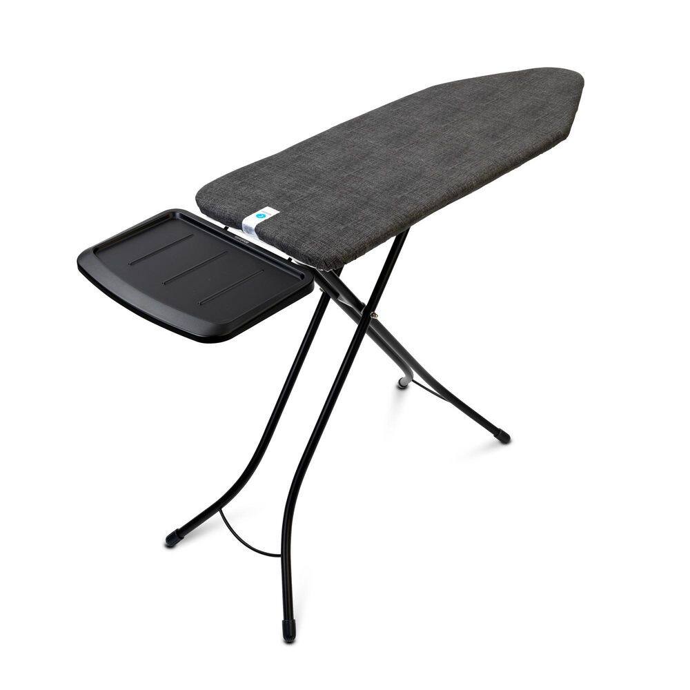 Brabantia Ironing Board C 49 x 18 In with Solid Steam Unit Holder Denim Black Cover and Black Frame 134746