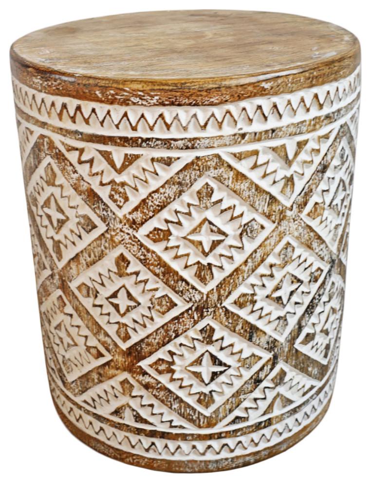 Java Carved Wood Side Table Stand   Southwestern   Side Tables And End Tables   by Design Mix Furniture  Houzz