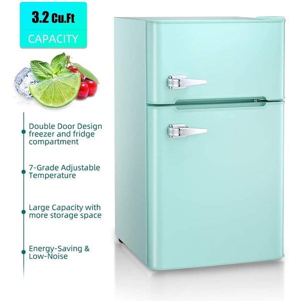 3.2 Cu.Ft Freestanding Compact Refrigerator with Freezer，2 Doors