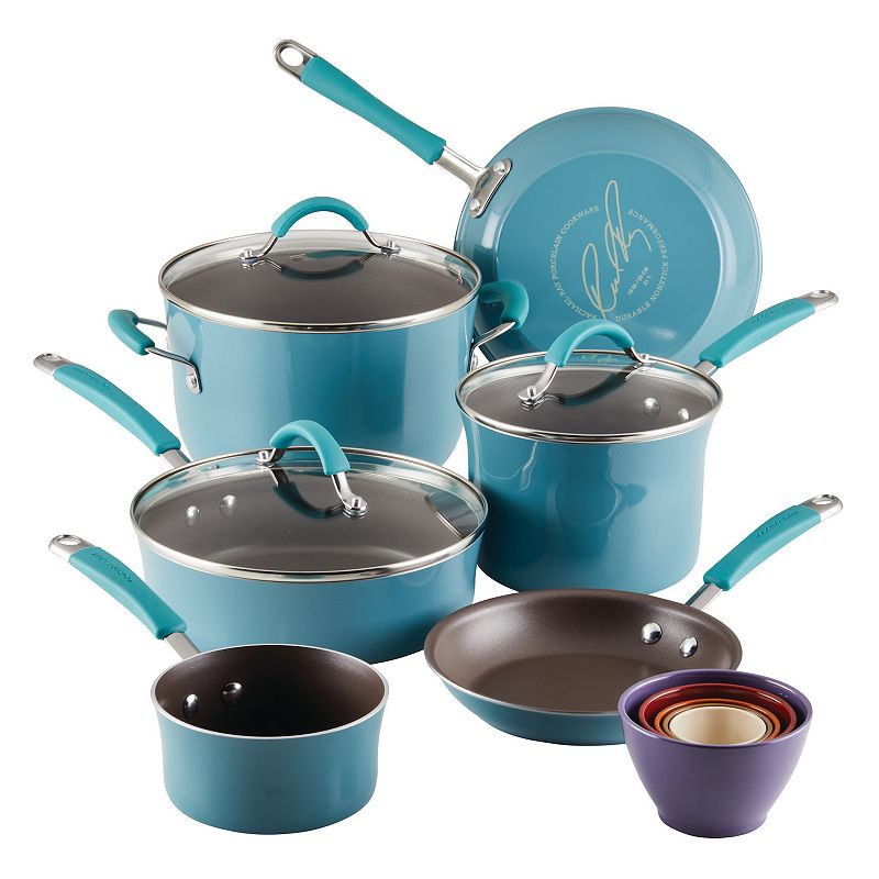 Rachael Ray Cucina 14-pc. Porcelain Enamel Nonstick Cookware and Measuring Cup Set