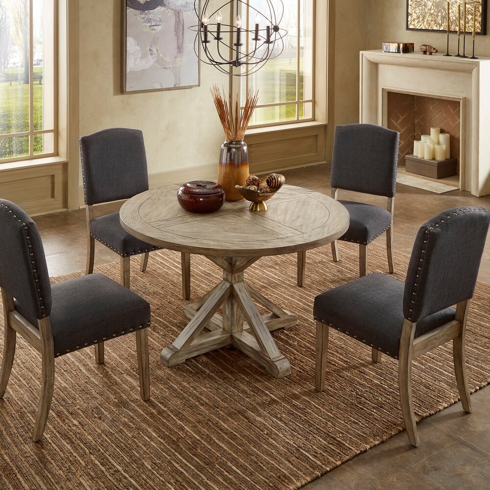 Benchwright Antique Grey Oak Round Dining Set by iNSPIRE Q Artisan